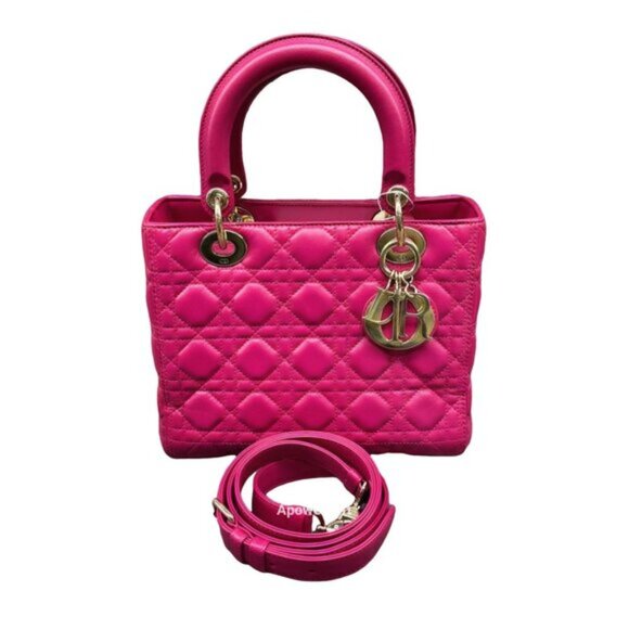 Dior Lady Lambskin Pink Leather Medium Satchel Bag ccofb1450-102525 - Picture 1 of 16